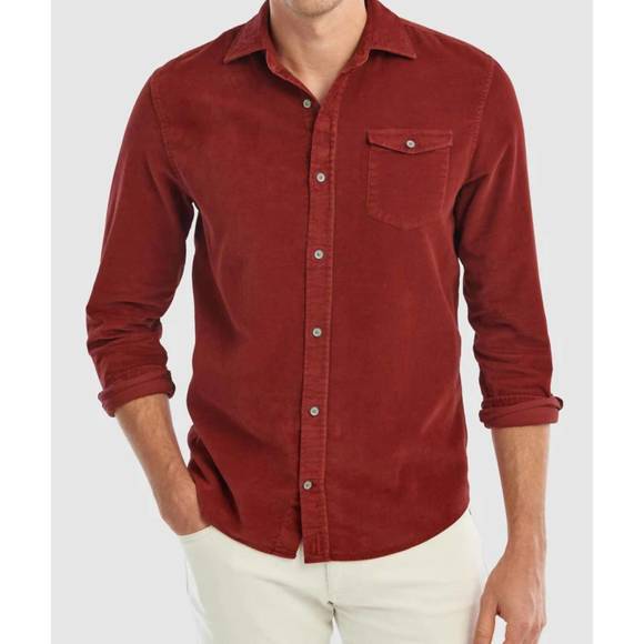 NEW JOHNNIE-O kodiak hangin' out corduroy shirt in malibu red - Picture 2 of 4